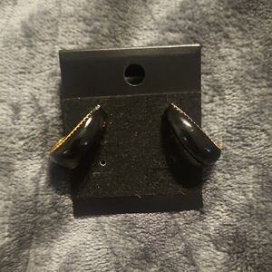 Vintage Black and Gold Half-Hoop Earrings